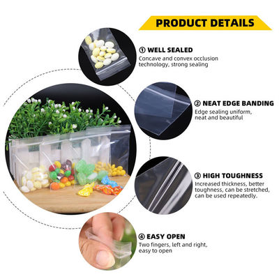 Small Waterproof Zipper Bag for Jewelry Packaging 2*2/2*3/3*3/3*4 Ziplock Jewelry Bag