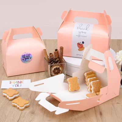 Recyclable Disposable Bakery Takeaway Brown Kcraft Cake Box Cake Card Box with Handle