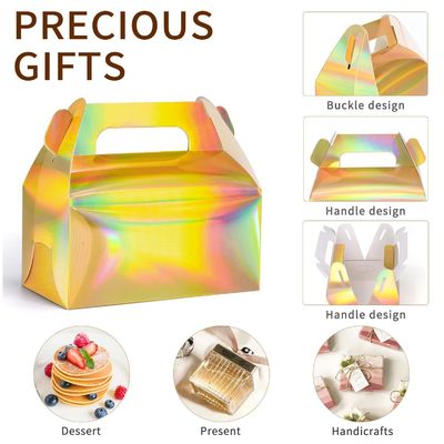 Recyclable Disposable Bakery Takeaway Brown Kcraft Cake Box Cake Card Box with Handle
