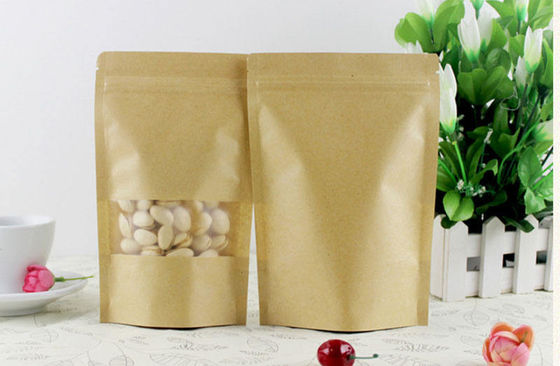 Custom Order Accepted SGS Certified Kraft Paper Bag with Window and Zipper