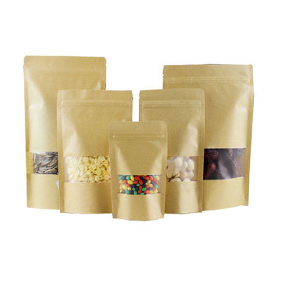 Custom Order Accepted SGS Certified Kraft Paper Bag with Window and Zipper
