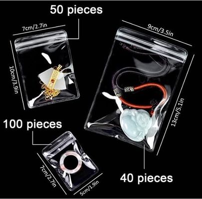 Custom Printed Logo Plastic Zipper Lock Bag For Jewelry Pouch Necklace Zipper Bag
