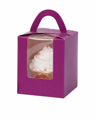 2.5 Inches Tall Custom Logo Transparent Plastic Cup Cake Box with Window Insert and Handle