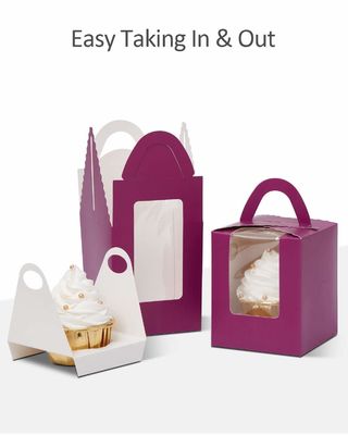 2.5 Inches Tall Custom Logo Transparent Plastic Cup Cake Box with Window Insert and Handle