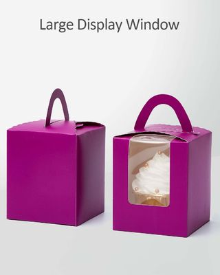 2.5 Inches Tall Custom Logo Transparent Plastic Cup Cake Box with Window Insert and Handle