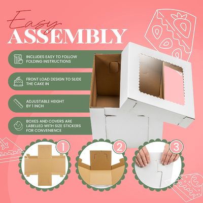 ISO9001 Certified Custom Cake Boxes for Wedding and Birthday 10x10x5 20x20x8