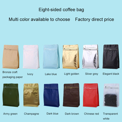 Arrivals 8 Side Aluminum Foil Coffee Bag With Valve And Zipper Top