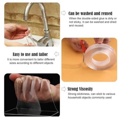 3 Meter Reusable Clear Double Sided Adhesive Nano Tape for Carpet and Door Sealing